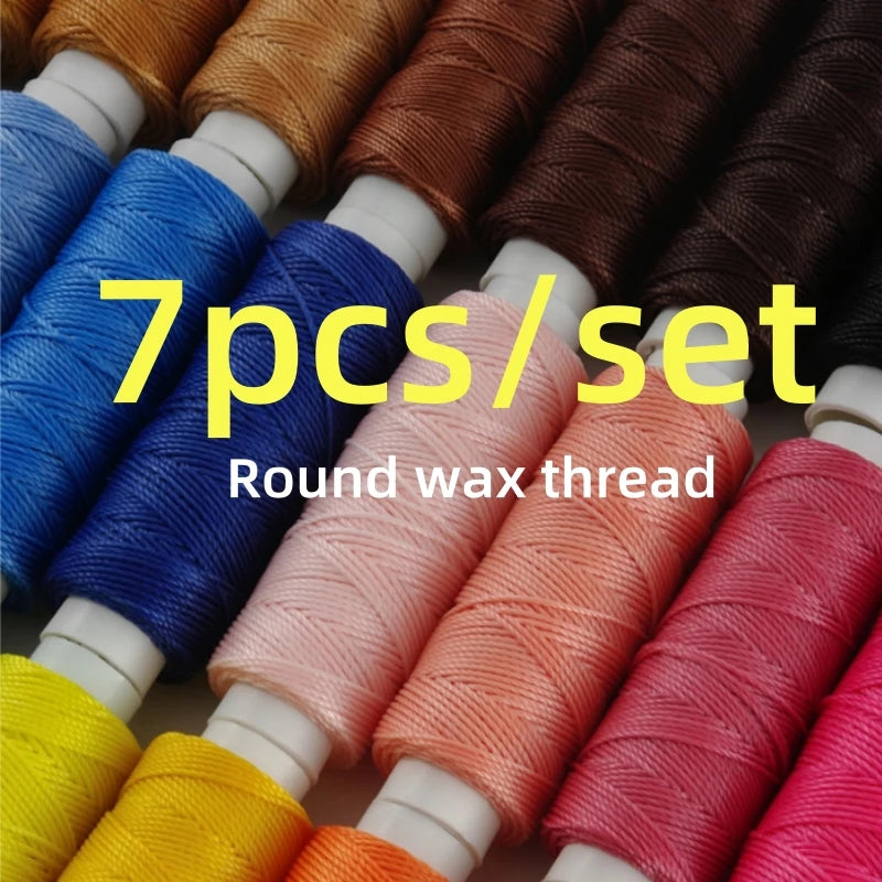 7PCS 0.55mm 30 Meters Leather Waxed Thread Cord For DIY Handicraft Tool Hand Stitching Thread Round Waxed Sewing Line
