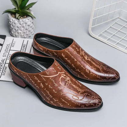 Men's Shoes High Quality Leather Casual Slippers Men Baotou Slippers Classic Slip-On Loafers Casual Leather Shoes Zapatos Hombre