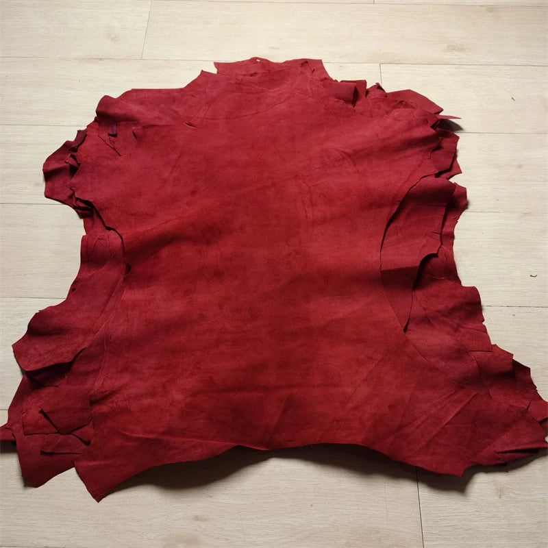 0.5/0.8mm Dark Red Frosted Skin. First Layer Leather. Real Leather Fabric. Handmade DIY For Shoes. Inside. Whole Sheepskin