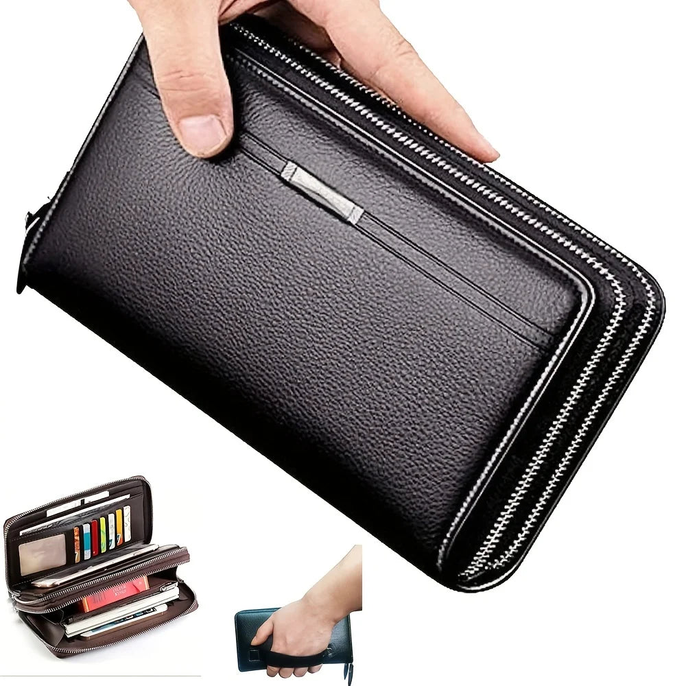 Mens Wallet Long Purse Leather Clutch Large Business Handbag Phone Card Holder Case Gift for Men Father Son Husband Boyfriend