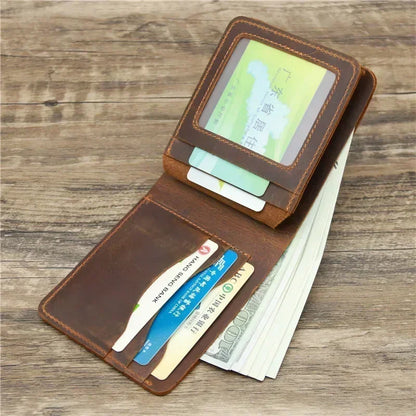 100%Genuine Leather Men's Wallets with Coin Pocket Vintage Male Short Purse Function Men Wallets with Card Holders