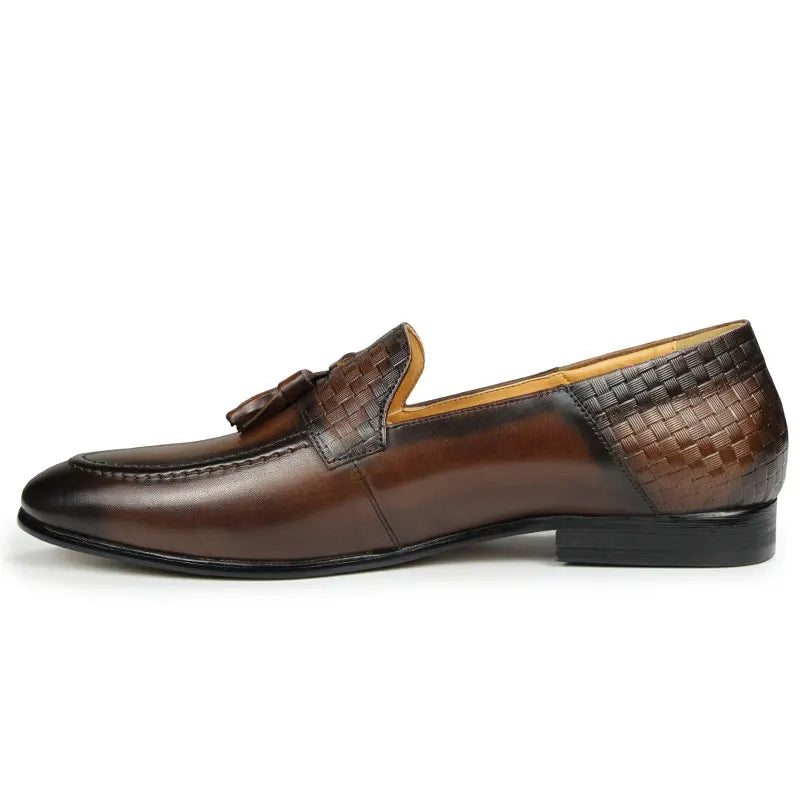 Genuine Leather Men's Shoes Business Formal Pointed Toe Slip-Ons Loafers Shoes British Style Casual Breathable Men Leather Shoes