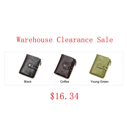 Oil Leather Women Wallets Short Card Holder Anti-lost Airtag Case Hasp Zipper Coin Purse Ladies Wallets Rfid Money Bag Mini