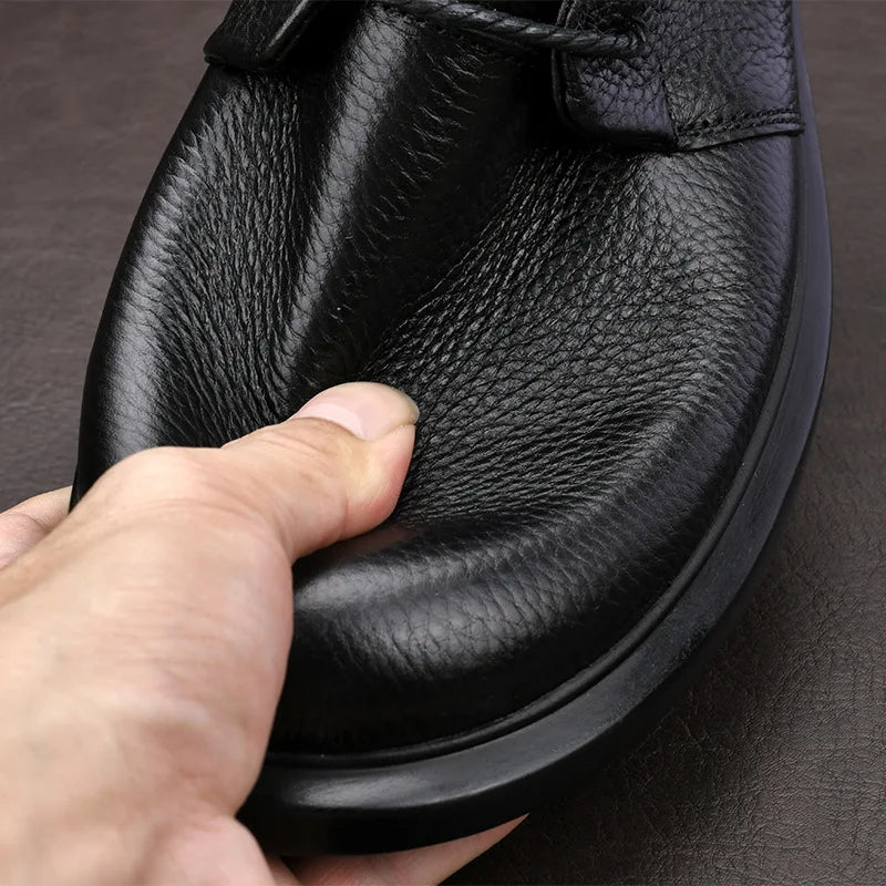 Made of Genuine Leather Casual Men's British Style Men's Leather Shoes Breathable Top Layer Cowhide Comfortable Soft Soled Shoes