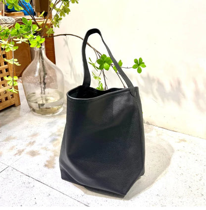 Genuine leather luxury women's bag large capacity commuting Tote bag high-quality  cowhide bucket bag one shoulder handbag