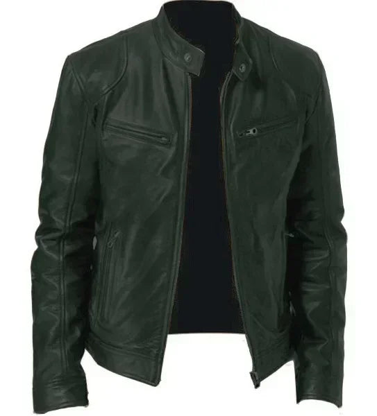 2026 Leather Motorcycle Jacket Men Stand Collar Casual Slim Short-Coat PU Jacket Autumn Winter Windproof Leather Coat Blazer Men