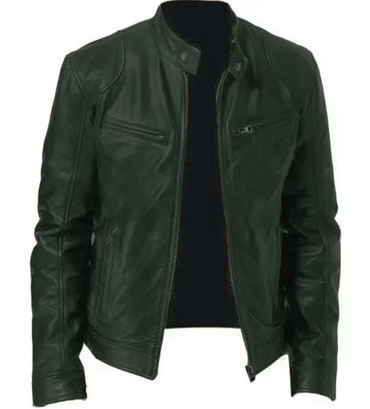 2026 Leather Motorcycle Jacket Men Stand Collar Casual Slim Short-Coat PU Jacket Autumn Winter Windproof Leather Coat Blazer Men
