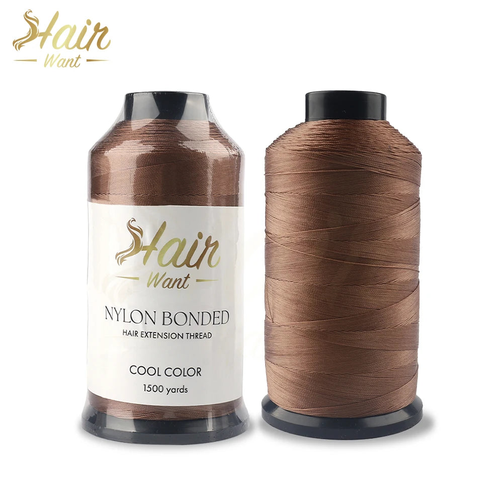 Hair Want 1500 Yards Bonded Nylon Sewing Thread Leather Upholstery Weaving Hair Thread for Hair Beauty Salon Weft Extensions