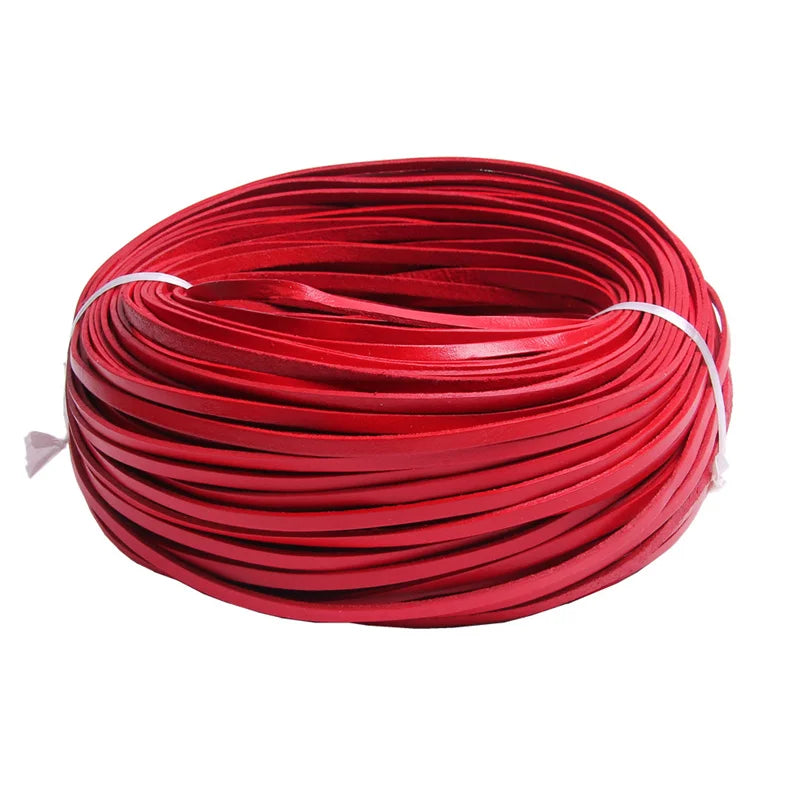 5meters 3mm Round Flat Genuine Leather Cord Thread Black Brown Color Leather Rope String Diy Bracelet Necklace Jewelry Making