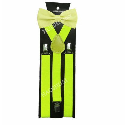 Suspenders Man Bowtie Solid Color Elastic PU Leather Suspenders For Man Belt Adjustable Straps For Wedding Bow Tie Accessories