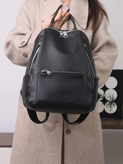 women's backpacks Genuine leather Chic Urban Tel Aviv Style Soft Adjustable structured College Laptop Backpack Shoulder Bag