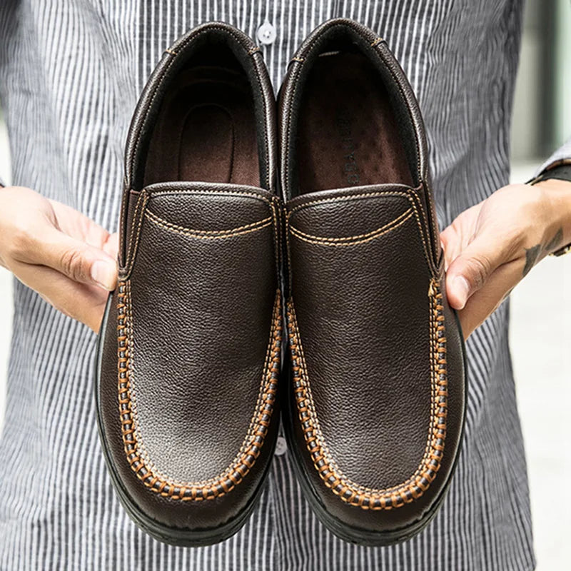 Genuine Leather Shoes Men Loafers Soft Comfortable Mens Business Shoes Flat Casual Footwear Male Brand Shoes KA2707