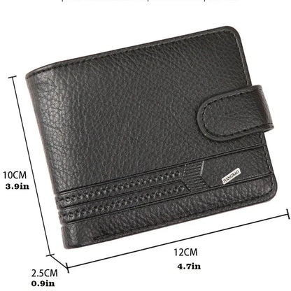 Men's Slim Bifold Wallets Leather Multiple Card Holder Purses with Driver License ID Windows Man Short Wallet with Coin Pouch