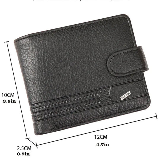 Men's Slim Bifold Wallets Leather Multiple Card Holder Purses with Driver License ID Windows Man Short Wallet with Coin Pouch