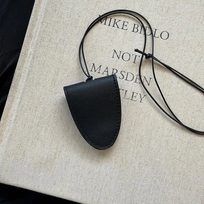 Leather Neck Strap Glasses Bag Simple Hanging Neck Pouch Pendant Storage Hanging Rope Sunglasses Clip Women Fashion Accessories