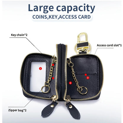 New Unisex Genuine Leather Key Wallet Men Casual Zipper Car Key Organizer Female Double Design Key Case Fashion Keychain Wallet