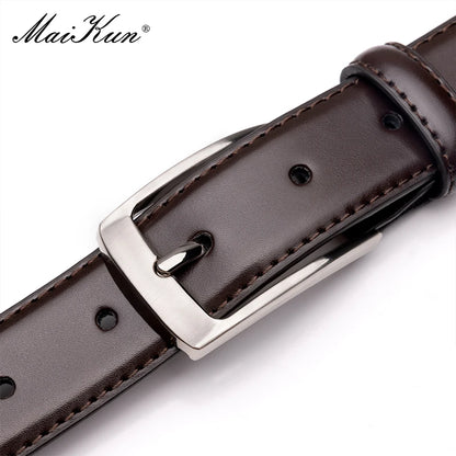 Maikun Fashion Genuine Leather Men's Belt Alloy Pin Buckle Casual Belt Large Size Business Belt  For Men