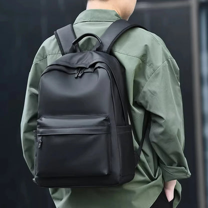 New Fashion Men PU Leather Backpack Black School Bags for Teenager 15.6 Inch Laptop Backpacks Mochila Masculina High Quality