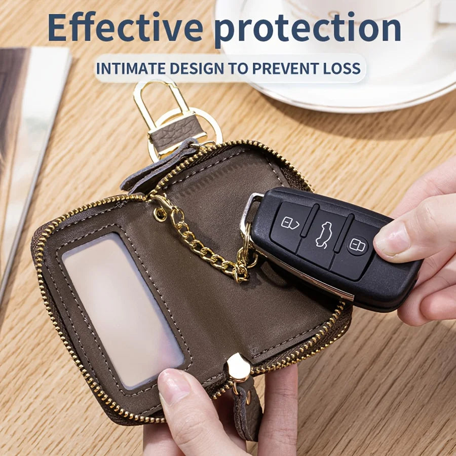 New Unisex Genuine Leather Key Wallet Men Casual Zipper Car Key Organizer Female Double Design Key Case Fashion Keychain Wallet
