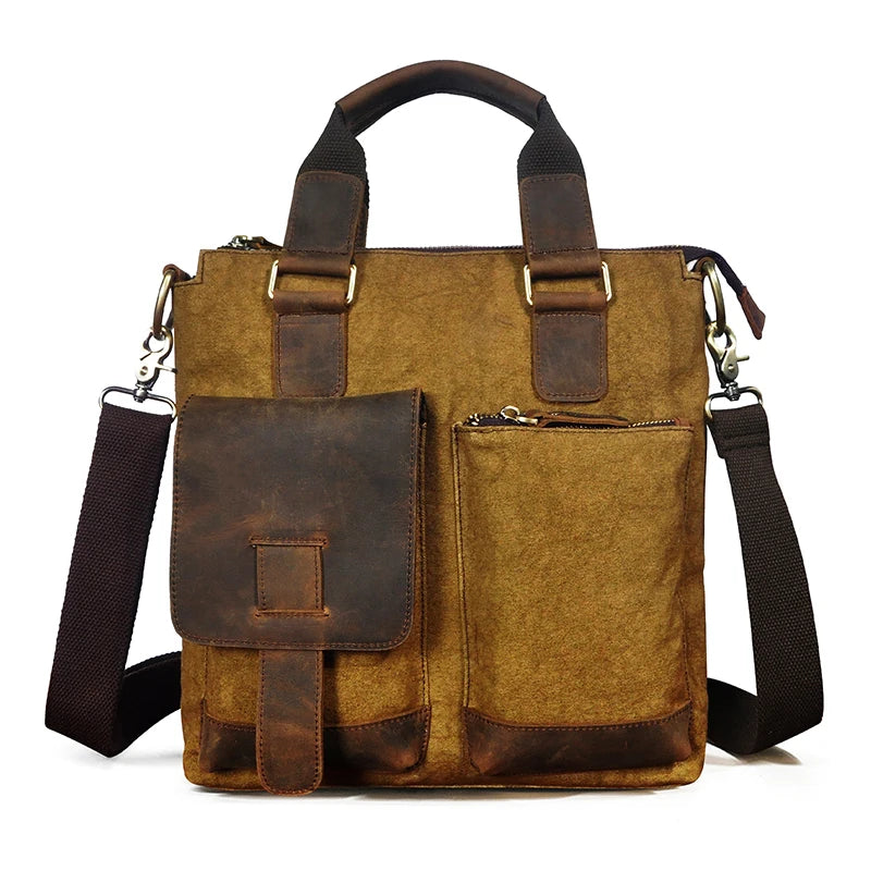 Men Original Leather Retro Designer Business Briefcase Casual 12" Laptop Travel Bag Tote Attache Messenger Bag Portfolio B259