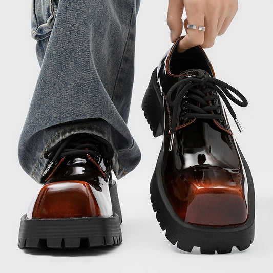 Men's thick soled leather shoes Luxury designer style Work Business Office fashion party 38-46 Casual lace up derby shoes
