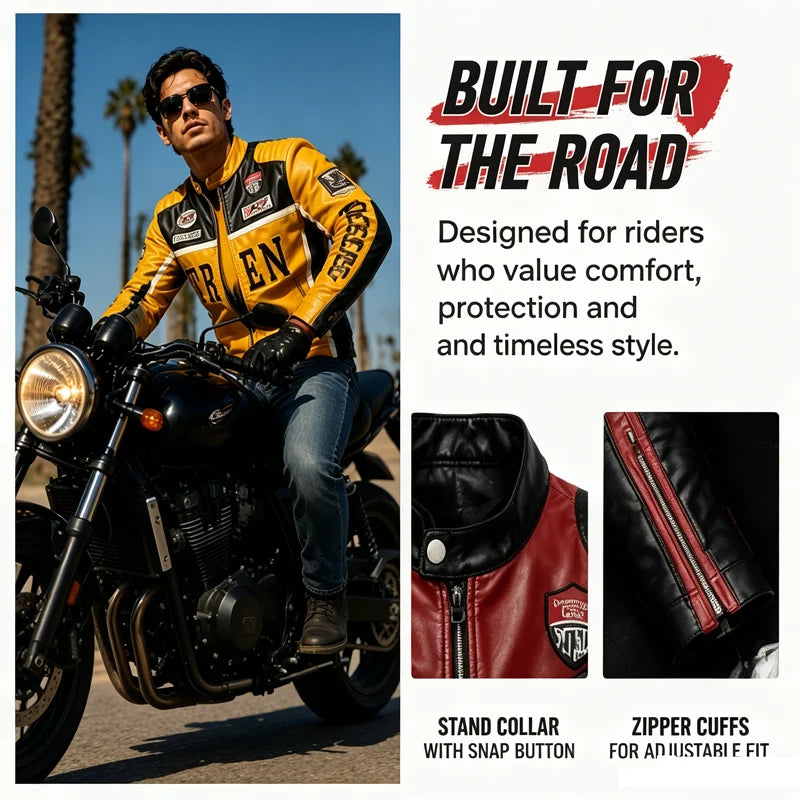 Spring Autumn Men's PU Leather Jackets Fashion Man Embroidery Motorcycle Moto Coats Man Windbreaker Zipper Leather Jackets