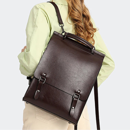 Genuine Leather Women Backpack Cross Body Bag Book School Bags Real Cowhide Lady Female Laptop Daypack Messenger Shoulder Bags