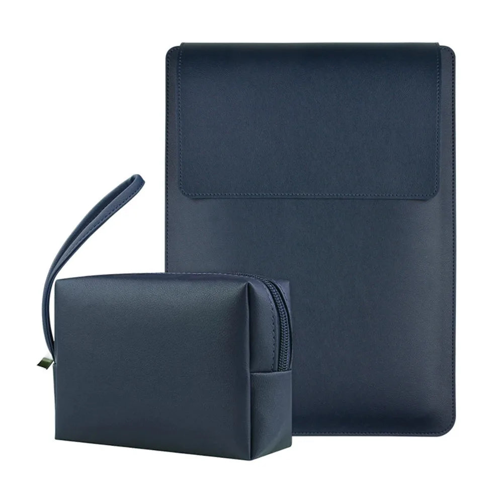 With Small Bag Laptop Sleeve Bag Bracket Design PU Leather Laptop Sleeve Case Adjustable Waterproof Laptop Bracket Inner Bag
