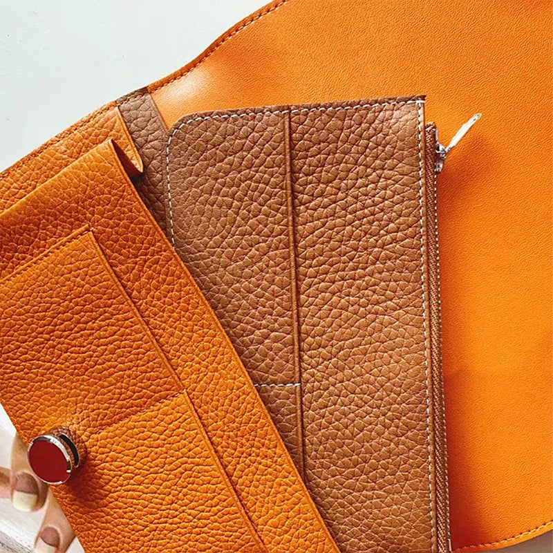 100% Real Leather Woman Long Wallet Luxury Brand Custom Name Cowhide Card Holder Fashion Lady Zip Coin Purse Slim Pouch Gift