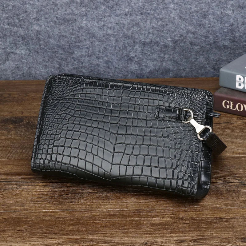 Men's Genuine Leather Clutch Bag English Style Handheld Wallet Business Casual Use Credit Card Holder Money Clip