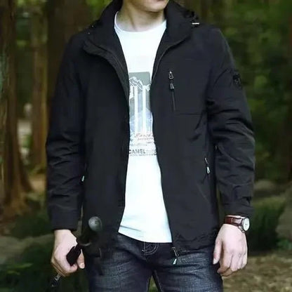 Men Outdoor Windproof Hiking Jackets Spring Autumn Thin Casual Jackets New Men Hooded Mesh Coats Quality Male Fit Windbreaker