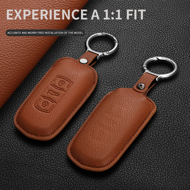 Leather Car Remote Key Case Accessories For Geely Emgrand 7 GX3 Atlas GS NL3 Gili EX7 GT Monjaro Boyue L PREFACE HAOYUE L ICON