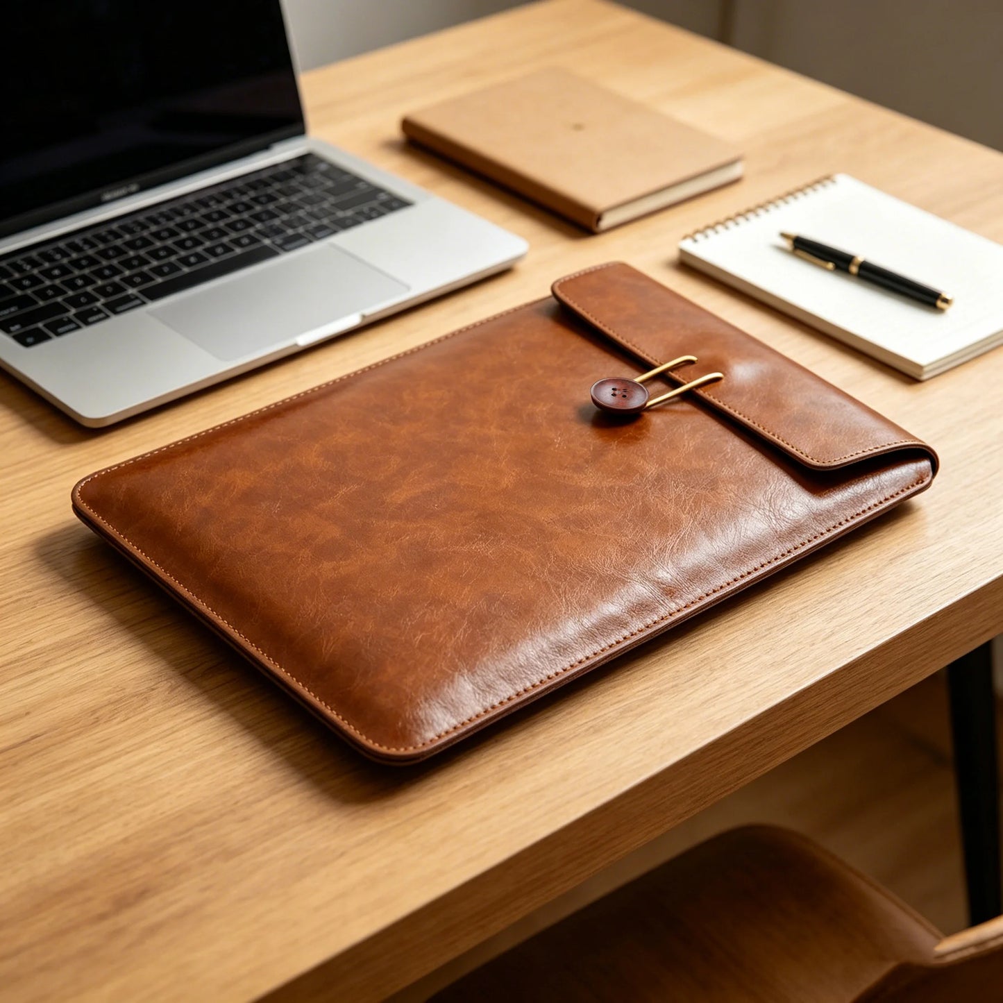 Ultra Lightweight And Soft PU Leather Retro 13/14/15/16 Inch Laptop Bag With Non-magnetic Buttons Suitable For MacBook Air Pro