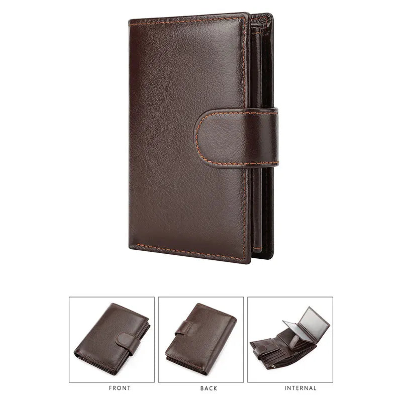 Genuine Leather Men Retro Wallet New Short Card Holders Top Layer Cowhide Men Purse Coin Pocket Leather Zipper Men Money Clips