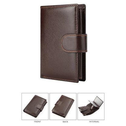 Genuine Leather Men Retro Wallet New Short Card Holders Top Layer Cowhide Men Purse Coin Pocket Leather Zipper Men Money Clips