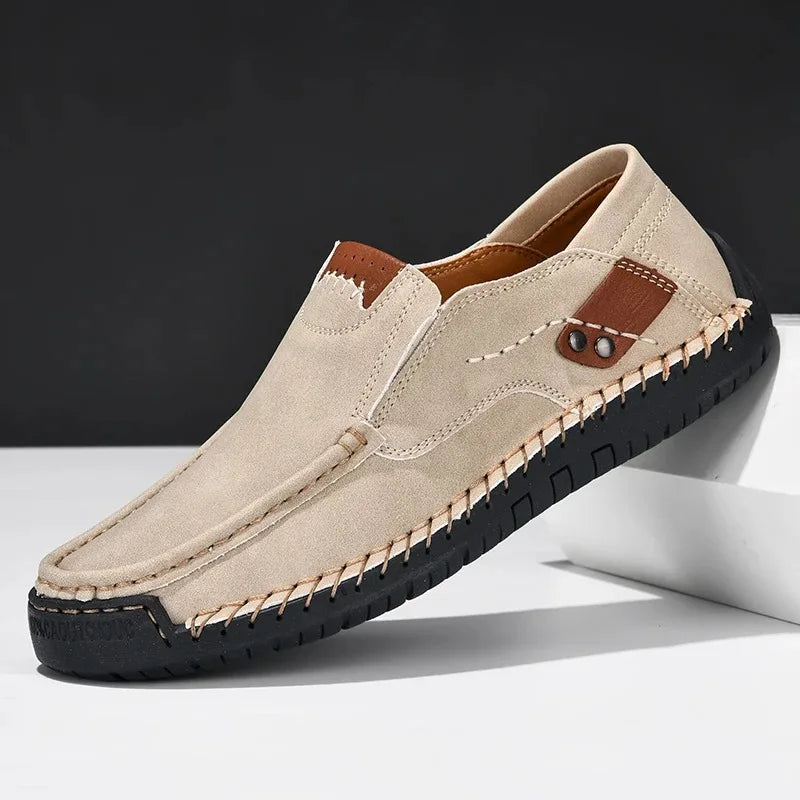 Handmade Leather Men Shoes Casual Comfortable Slip on Loafers Men Leather Shoes Flats Walking Shoes