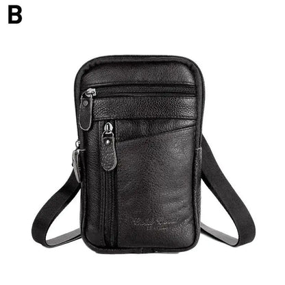 Leather Waist Bag Men's Mobile Phone Bag Wearing Belt Outdoor Sport One Shoulder Small Bag Doing Business Crossbody Bags