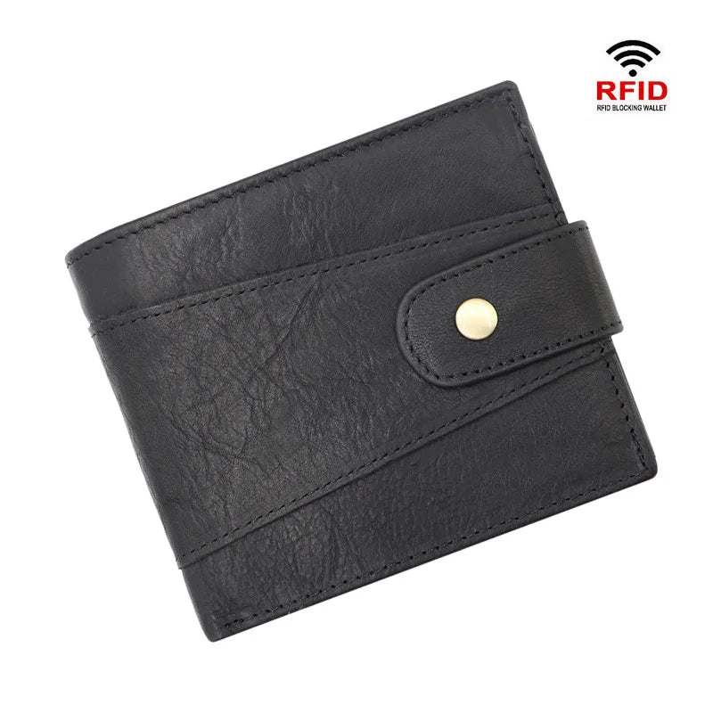 Men's Wallet Rfid Vintage Genuine Leather Wallets for Men Credit Card Holder Purse Money Bag Wallet Man