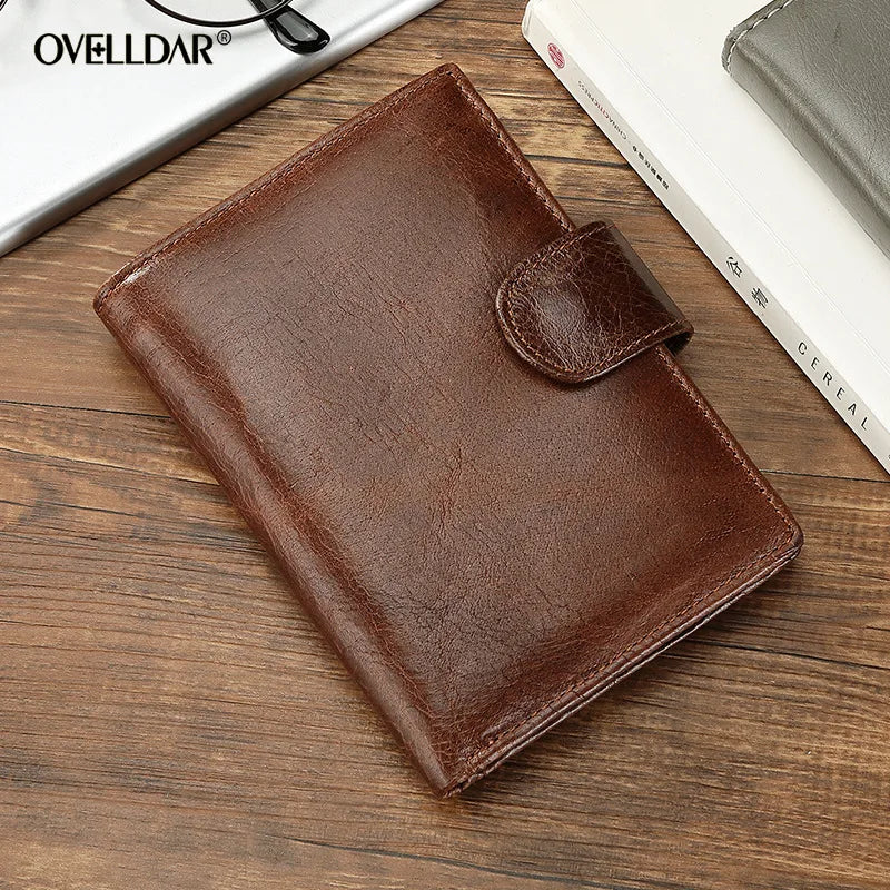 Genuine Leather Men Retro Wallet New Short Card Holders Top Layer Cowhide Men Purse Coin Pocket Leather Zipper Men Money Clips