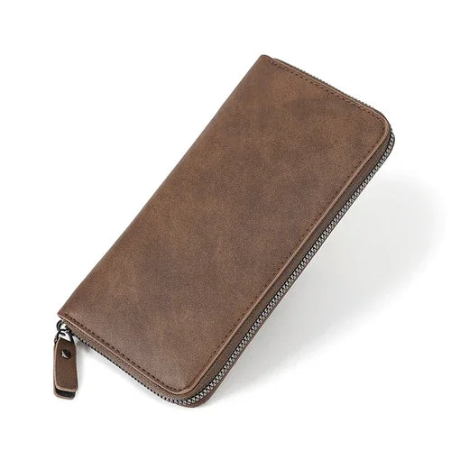 Fashion Men's High Quality Pu Leather  Long Wallet Mobile Phone Card Clip Coin Purse Pattern Plaid Wallet Large Capacity