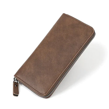 Fashion Men's High Quality Pu Leather  Long Wallet Mobile Phone Card Clip Coin Purse Pattern Plaid Wallet Large Capacity