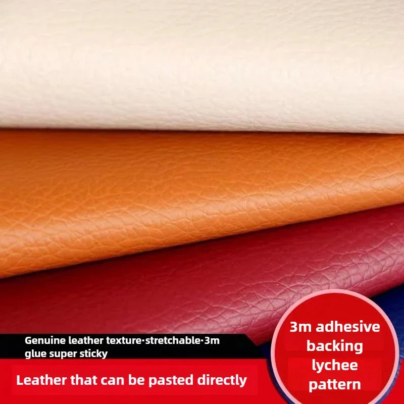 PU Artificial Faux Leather Self-adhesive Fabric for Upholstery Interior Car Seats Patches Bags Furniture Leatherette Fabrics