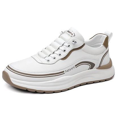 Men's Leather Shoes Soft Thick Sole Lightweight Anti-slip Casual Board Shoes Male PU Surface Waterproof Simple Sneakers