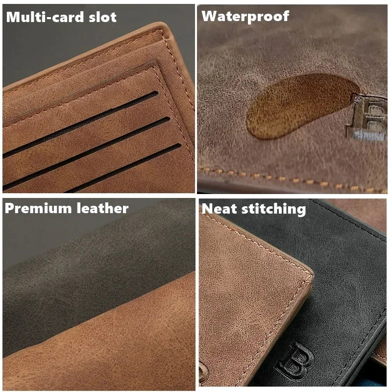 Wallet for Men with Zipper Coin Pocket Holder Soft PU Leather Wallet High Quality Minimalist Short Card Holder Business Wallets