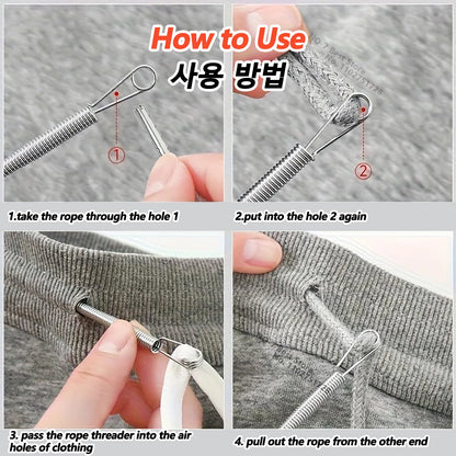 iLMH Bendable Spring Drawstring Threader, Pants Hoodies Elastic Band Lace Cord Flexible Drawstring Thread DIY Sewing Accessories
