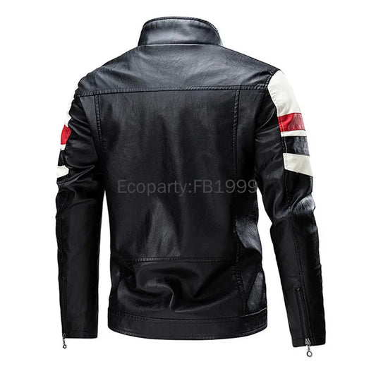 2024 Men's Pu Leather Motorcycle Jackets Fashion Slim Stand Collar Zipper Coats Male Business High-Grade Casual Leather Jackets