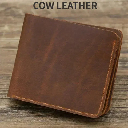 100%Genuine Leather Men's Wallets with Coin Pocket Vintage Male Short Purse Function Men Wallets with Card Holders