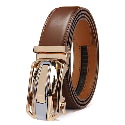 Men's Leather Belts Fashion Automatic Buckle PU Male Belts Luxury Business Designer Black Brown 115 125 135cm