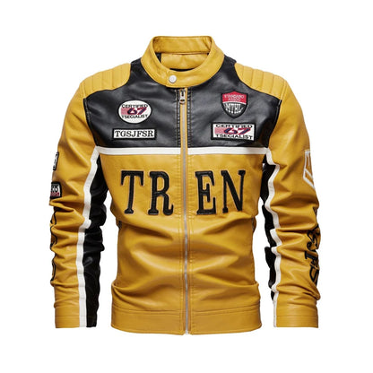 Spring Autumn Men's PU Leather Jackets Fashion Man Embroidery Motorcycle Moto Coats Man Windbreaker Zipper Leather Jackets