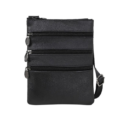 Men Fashion Leather Shoulder Bags Daily Commute Business Casual Messenger Bag Multiple Pockets Zipper Soft Shoulder Bags
